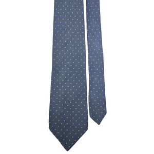 Cedrics All Silk Handmade Italy Tie Navy‎ Blue Teal Polka Dot Preppy Classic